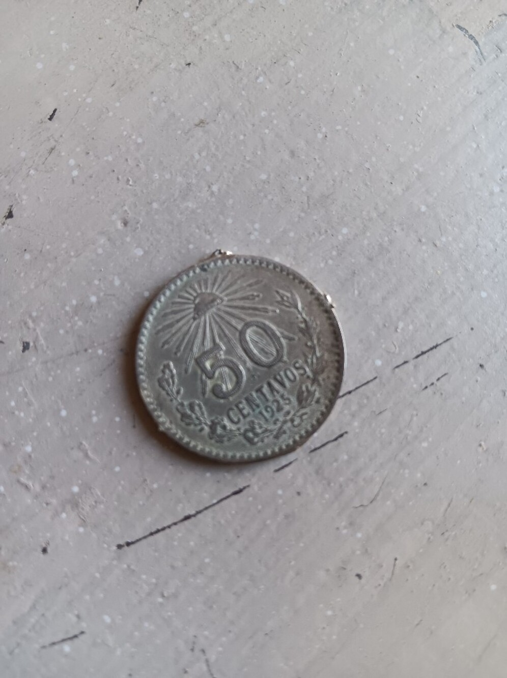 Antique 1925 Mexico Silver 50 Centavos